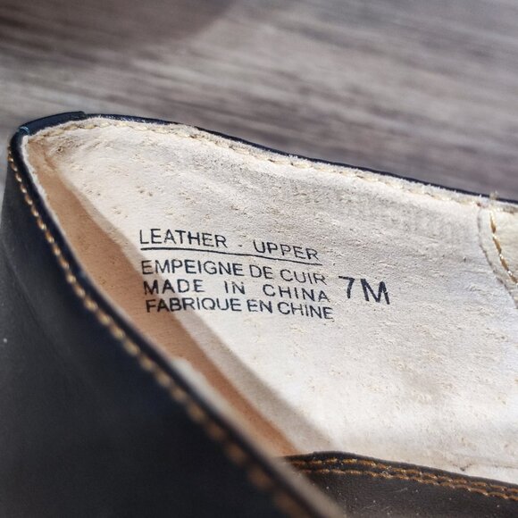 Marche-Mellow Comfort Block Heel Pumps Size 7 Black Leather Minimalist Dress - Picture 9 of 12